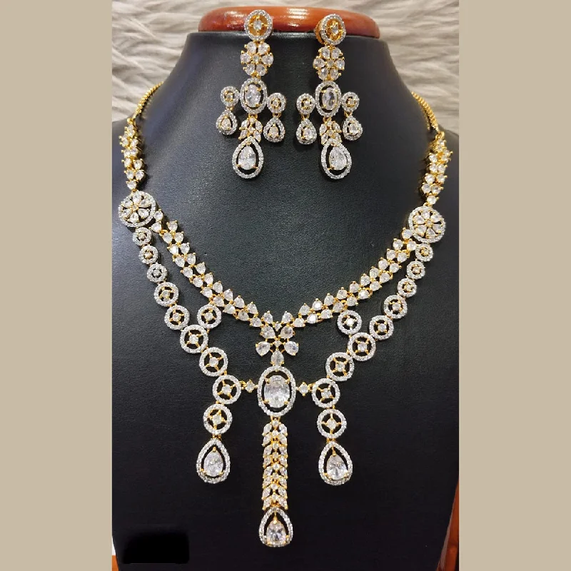 Jain Jewellers Gold Plated AD Necklace Set