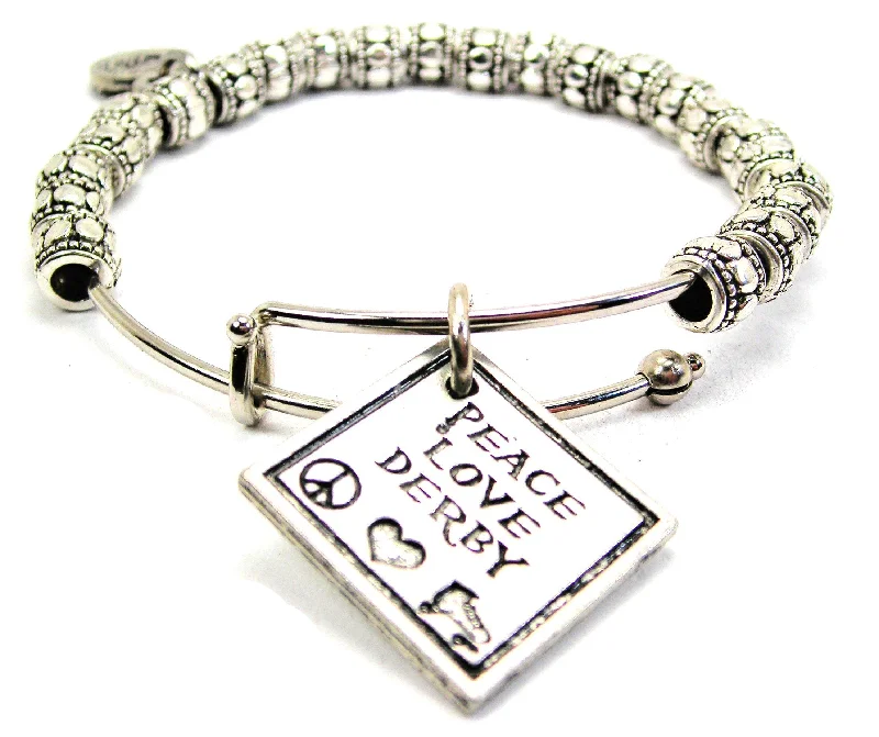 Peace Love Derby Metal Beaded Bracelet