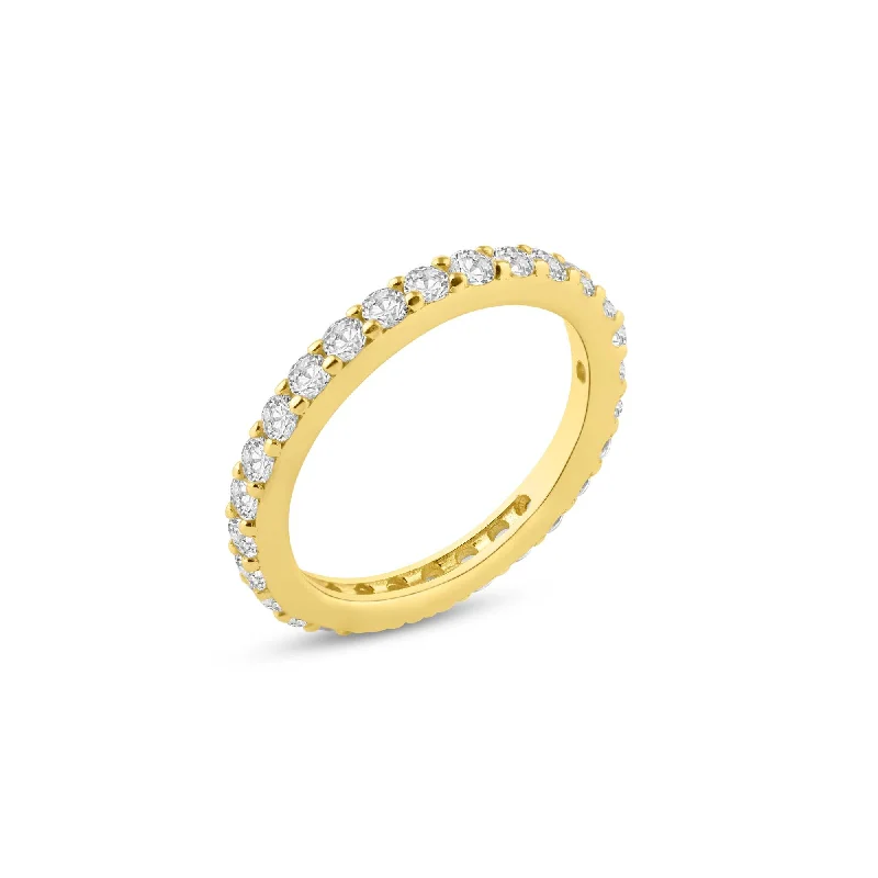 Silver 925 Gold Plated Clear CZ Stackable Eternity Ring - STR00119GP