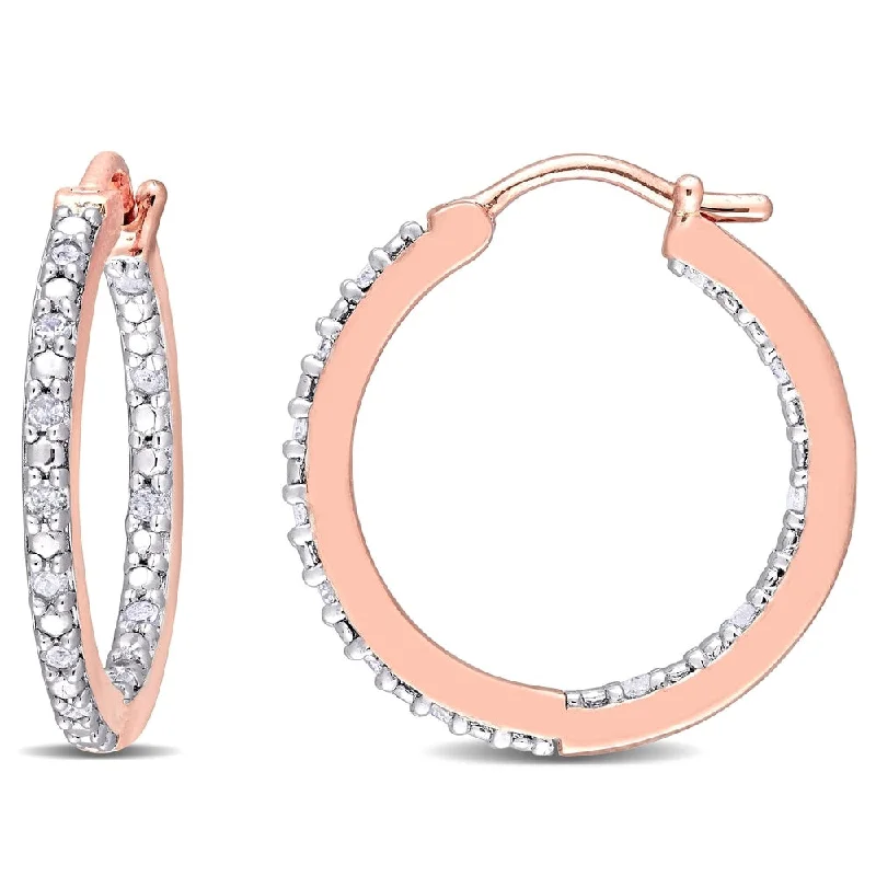 Miadora Rose Plated Sterling Silver 1/4ct TDW Diamond Inside Out Hoop Earrings