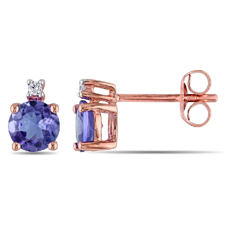 Miadora 10k Rose Gold Tanzanite and Diamond Accent Stud Earrings (G-H, I2-I3)