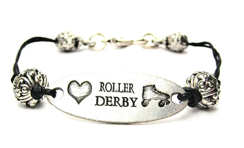 Love Roller Derby Black Cord Connector Bracelet