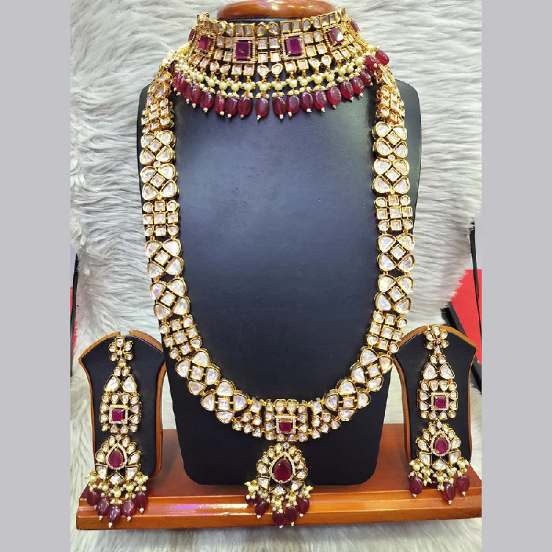 Jain Jewellers Gold Plated Kundan Double Necklace Set