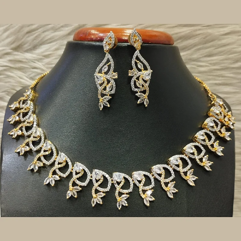 Jain Jewellers Gold Plated AD Necklace Set