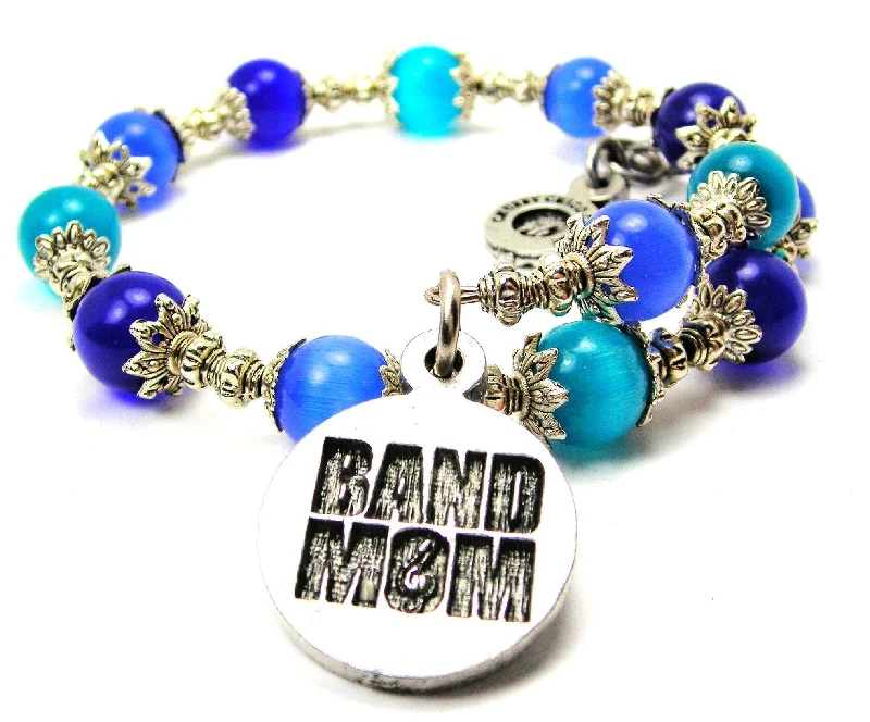 Band Mom Cat's Eye Beaded Wrap Bracelet