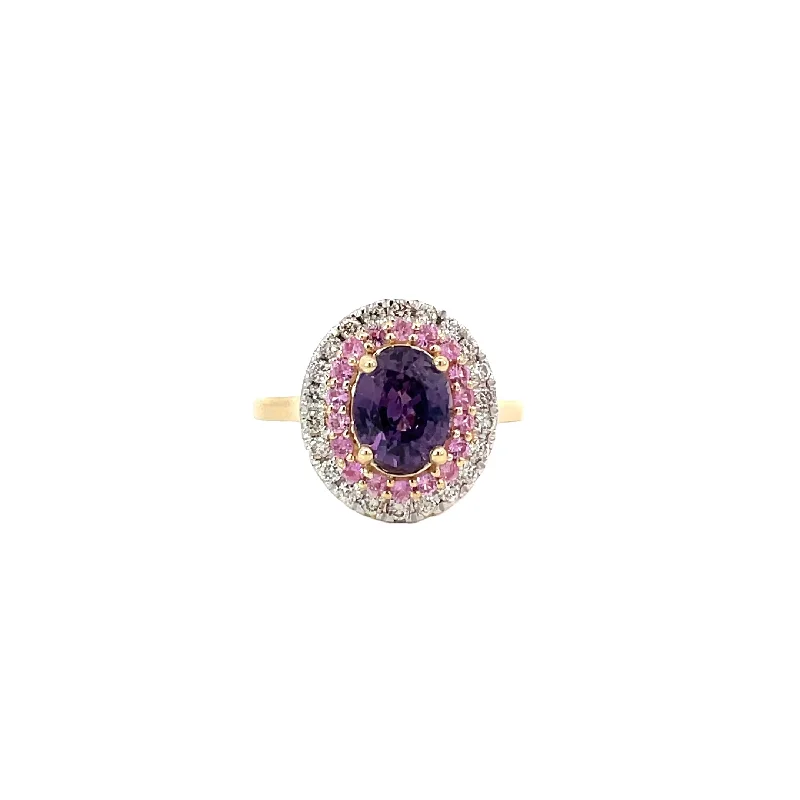 Yellow Gold Multi Sapphire Diamond Ring