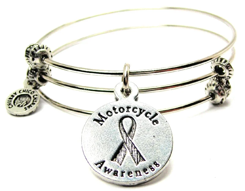 Motorcycle Awareness Triple Style Expandable Bangle Bracelet