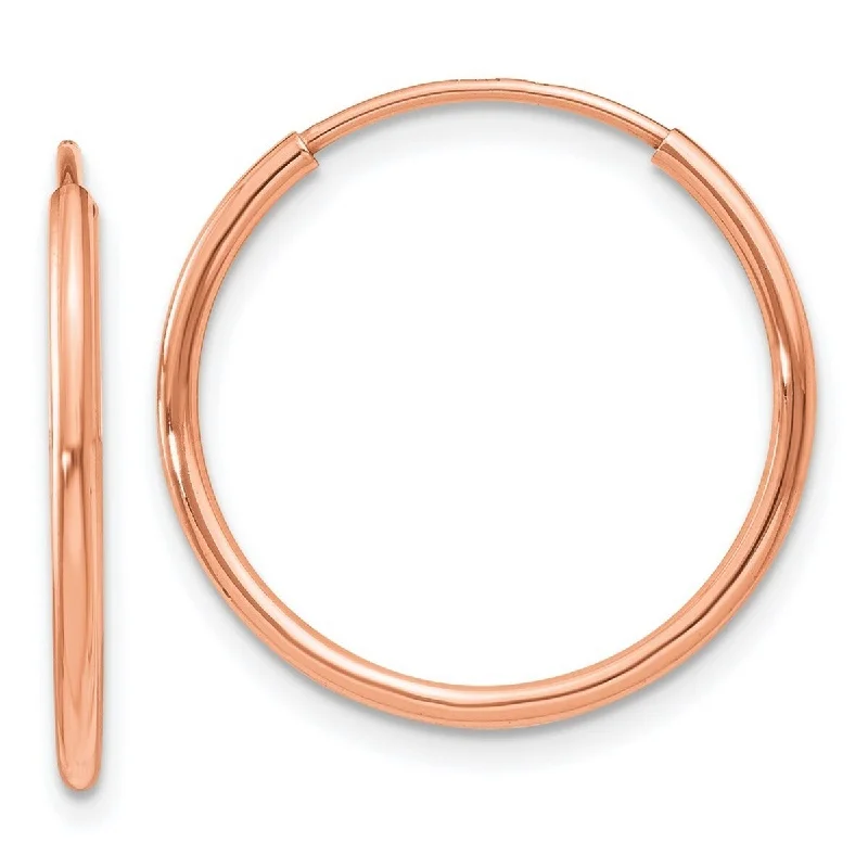 Curata 14k Rose Gold 1.2mm Polished Endless Hoop Earrings - 18.5x18.75mm Wide 1.25mm Thick