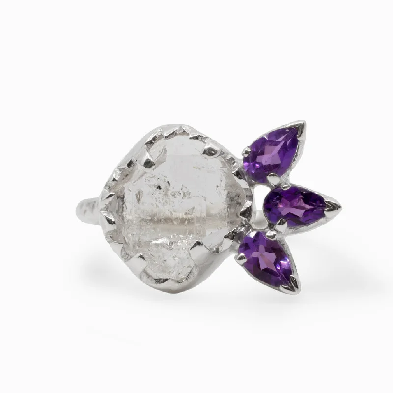 Amethyst and Herkimer Diamond Ring