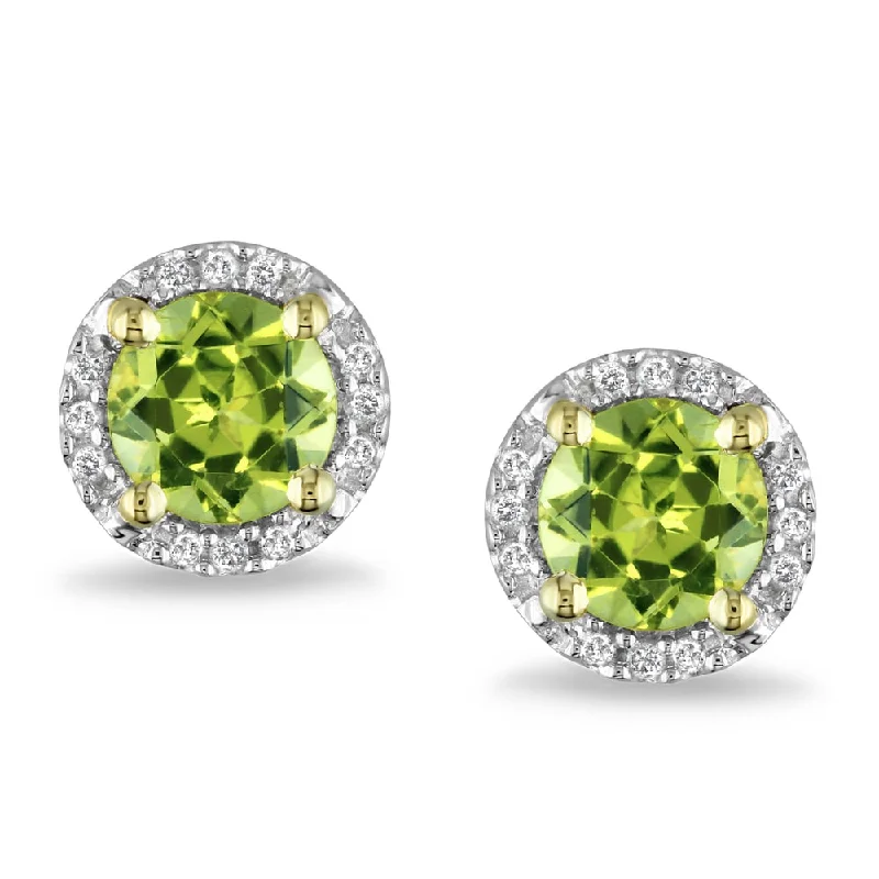 Miadora 10k Yellow Gold 1 1/8ct TGW Peridot and Diamond Accent Earrings