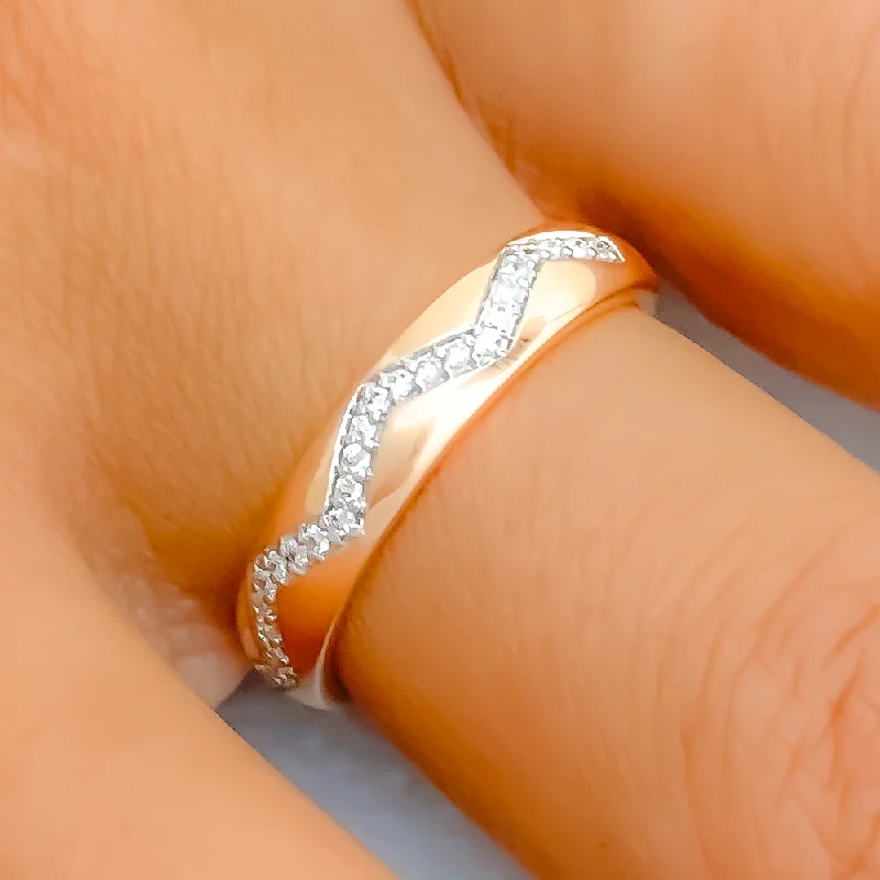 Zig Zag 18k Rose Gold + Diamond Ring