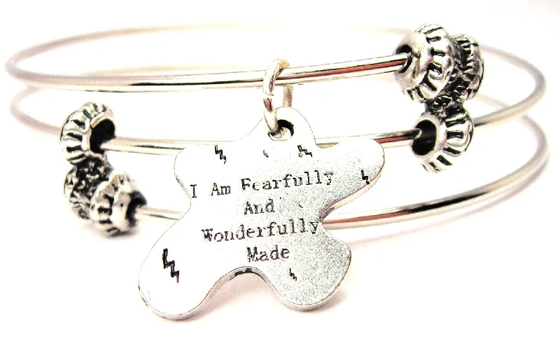 I Am Fearfully And Wonderfully Made Triple Style Expandable Bangle Bracelet