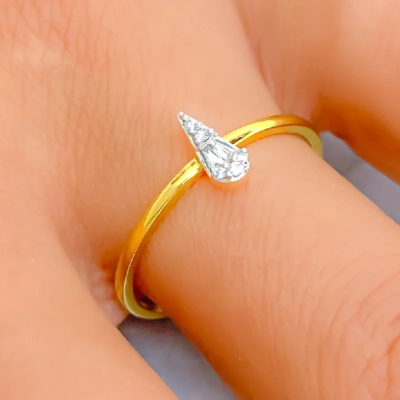 Dressy Elongated Drop 18K Gold + Diamond Ring