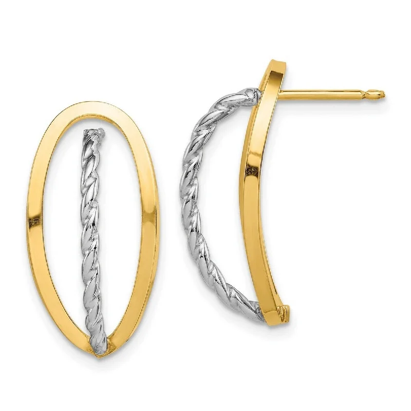 Curata 14k Two tone Polished and Twisted Fancy Post Earrings