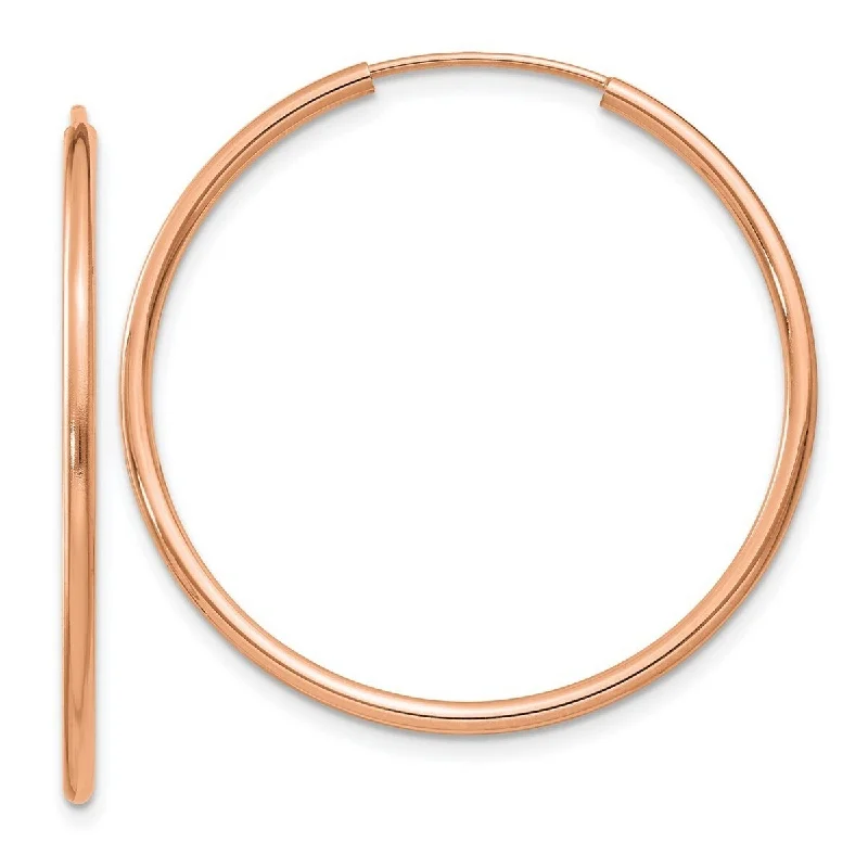 Curata 14k Rose Gold Polished 1.5x33mm Endless Tube Hoop Earrings