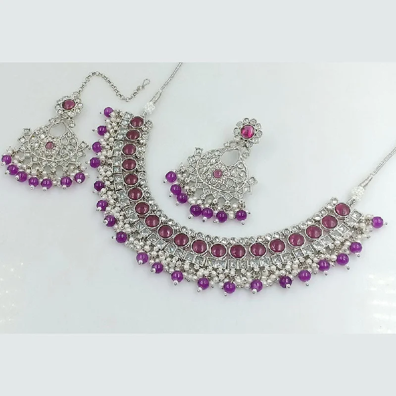 Manisha Jewellery Silver Plated Crystal And Pearls Necklace Set