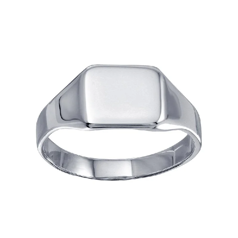 High Polished 925 Sterling Silver Square Engravable Ring - SOR00033