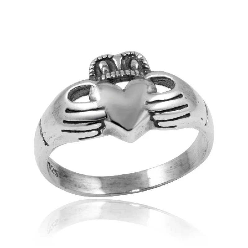 High Polished 925 Sterling Silver Claddagh Ring - CR00745