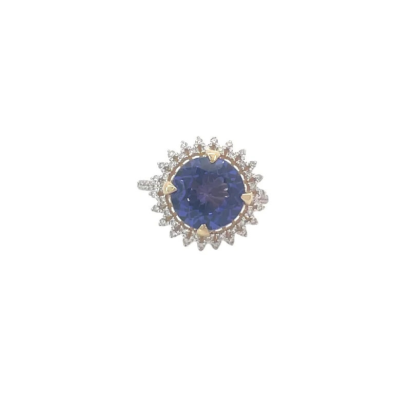 Yellow Gold Tanzanite Diamond Ring