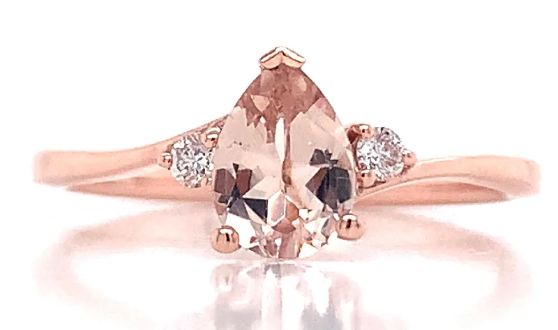 9ct Rose Gold Earth Grown Morganite And Diamond Ring