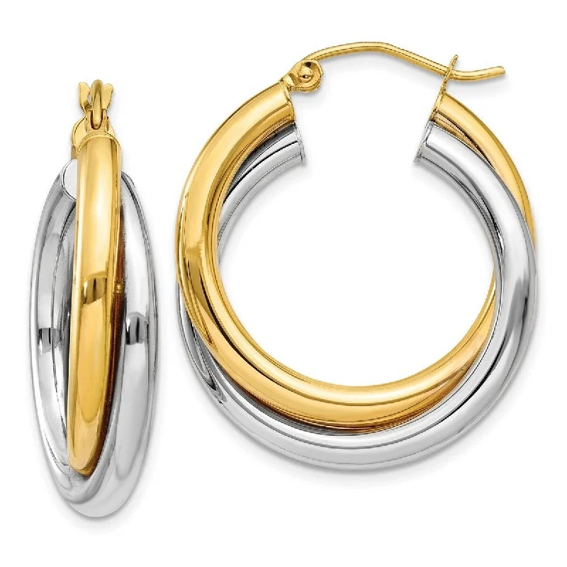 Curata 14k Yellow Gold Polished Double 17x6mm Hoop Earrings