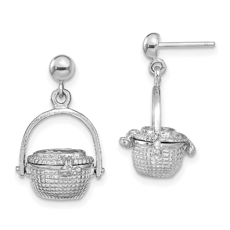 Curata 14k Yellow or White Gold 3 d Nantucket Basket Long Drop Dangle Earrings 25.25x13mm