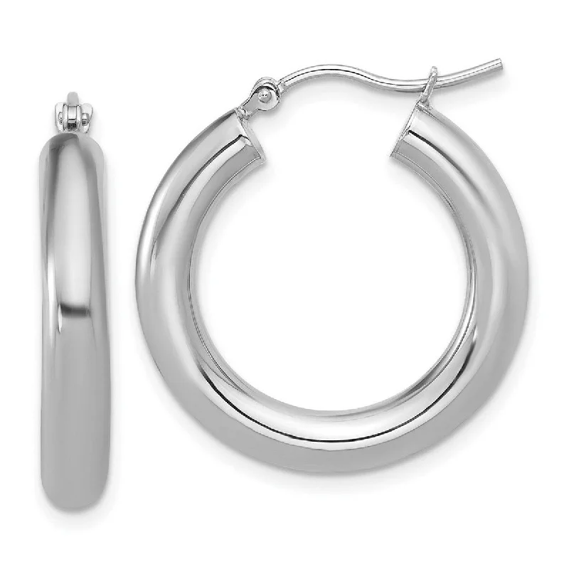 Curata 10k White Gold Polished Lightweight 26x3.6mm Classic Hoop Earrings