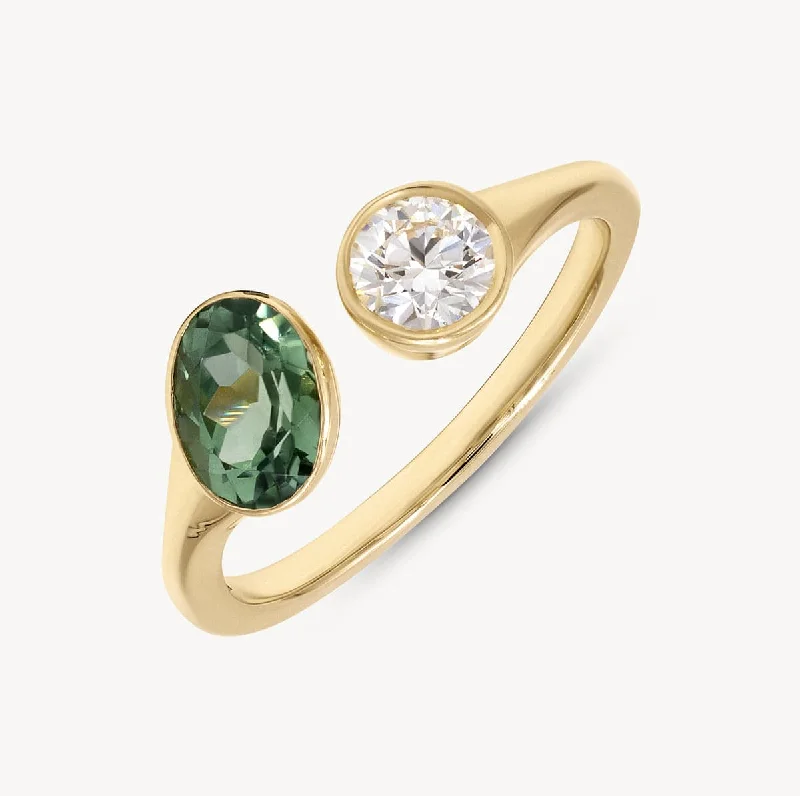 Wild Forest Tourmaline and Diamond Ring