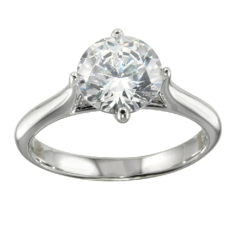 Rhodium Plated 925 Sterling Silver CZ Stone Ring - STR01095