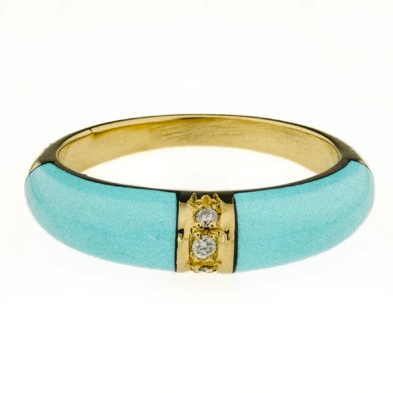 Turquoise and Diamond Ring in 18K Yellow Gold