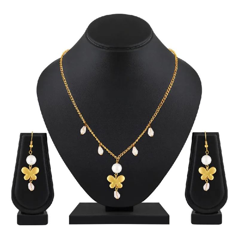 Mahi Flying Butterfly-Shaped Necklace Set with Artificial Beads for Women (NL1103842G)