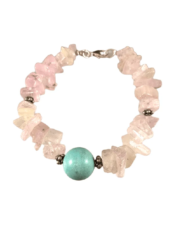 Kunzite and Turquoise Gemstone Beaded Bracelet