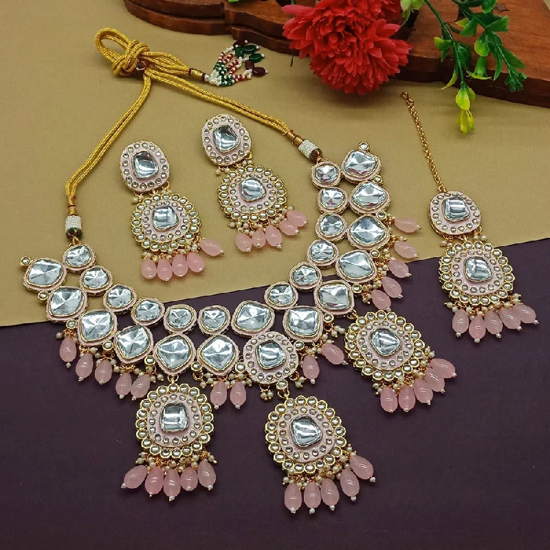 Gehana Mahal Gold Plated Kundan Stone Necklace Set