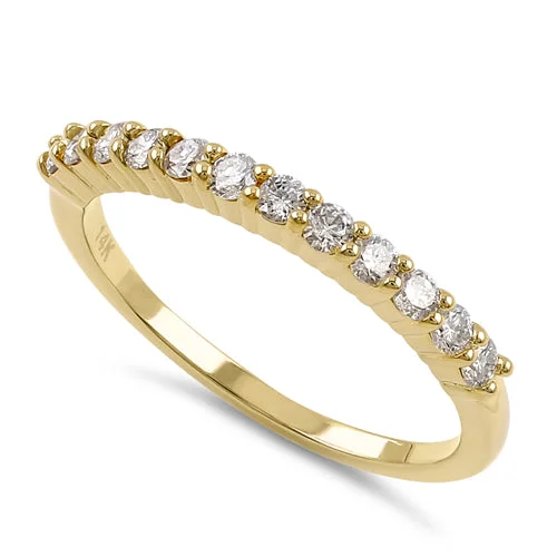 Solid 14K Yellow Gold 2.0mm Half Eternity Diamond Ring