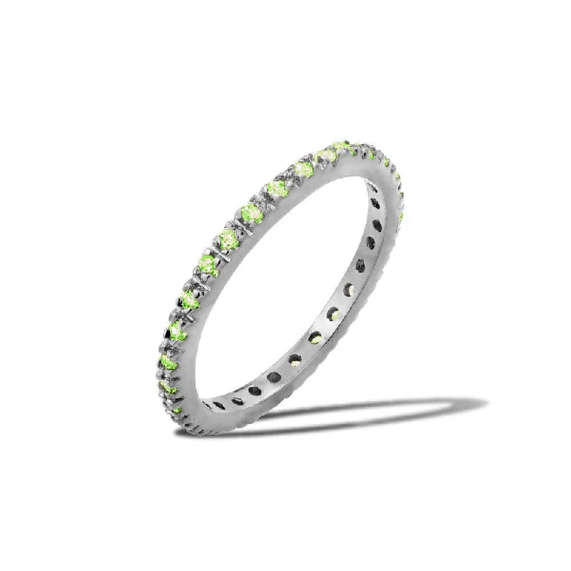 Rhodium Plated 925 Sterling Silver Plated Birthstone Inlay Eternity Ring August - BGR00339AUG