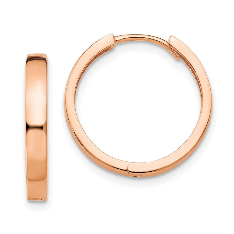 Curata 14k Rose Gold Hinged Hoop Earrings - 15x3mm