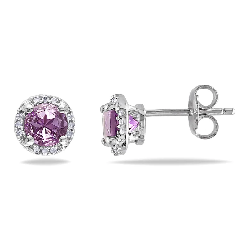 Miadora Silver Amethyst and Diamond Accent Stud Earrings