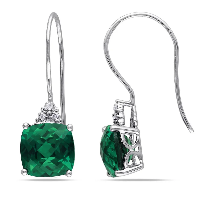 Miadora 10k Gold 5 2/5ct TGW Created Emerald and Diamond Accent Earrings