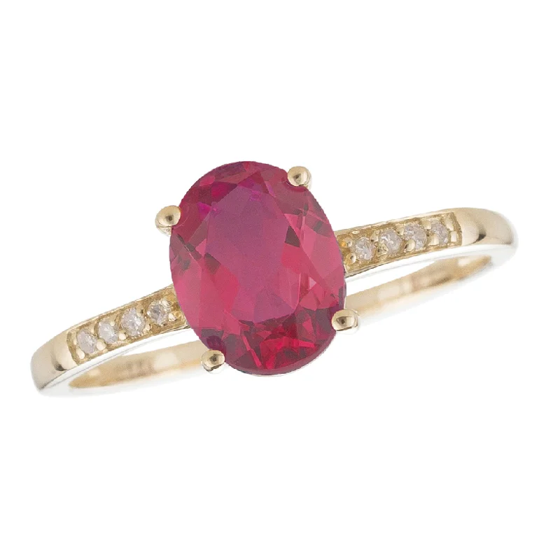 14K Yellow Gold 1.03ctw Oval Ruby & Diamond Ring