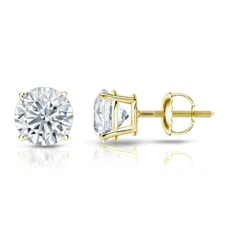 Auriya 18k Gold GIA Certified 3.20 carat TW Round Diamond Stud Earrings