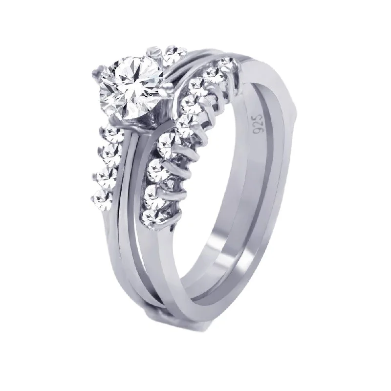 Silver 925 Rhodium Plated CZ Engagement Antique Ring - AAR0036