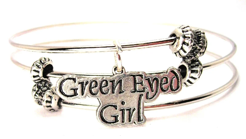 Green Eyed Girl Triple Style Expandable Bangle Bracelet