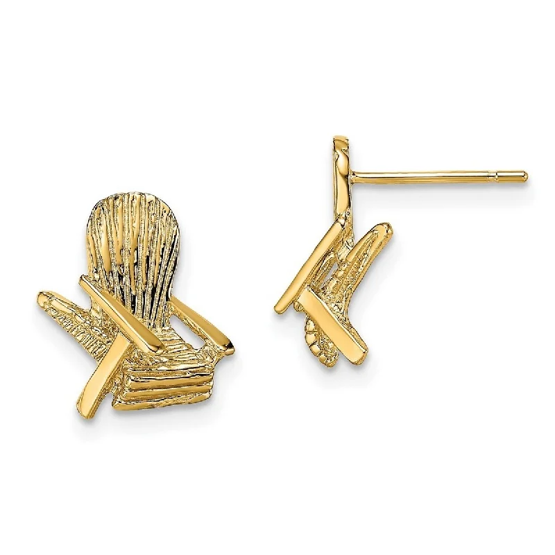 Curata 14k Yellow Gold Beach Chair Post Earrings 2 d (adirondack Style)