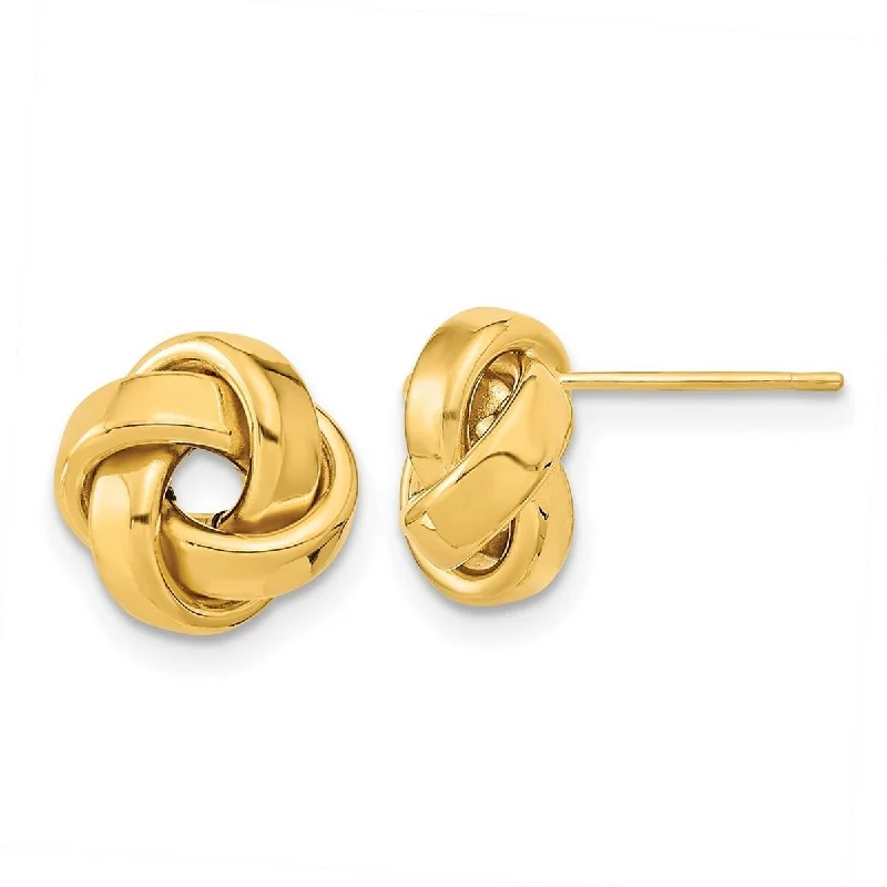 Curata 14k Yellow Gold Polished 10.5mm Love Knot Post Earrings