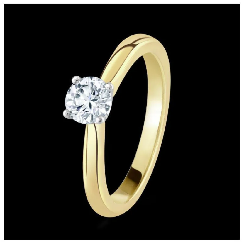 18ct yellow gold claw set round brilliant cut solitaire Diamond ring