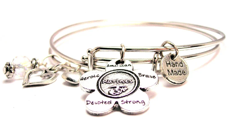 The Marines Flower Expandable Bangle Bracelet Set