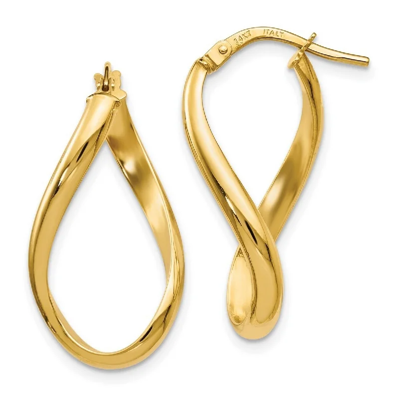 Curata 14k Yellow Gold Polished Hinged 24x2.75mm Twisted Hoop Earrings