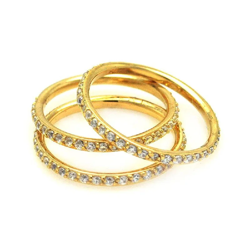 Silver 925 Gold Plated CZ Stackable Ring Set - STR00513GP