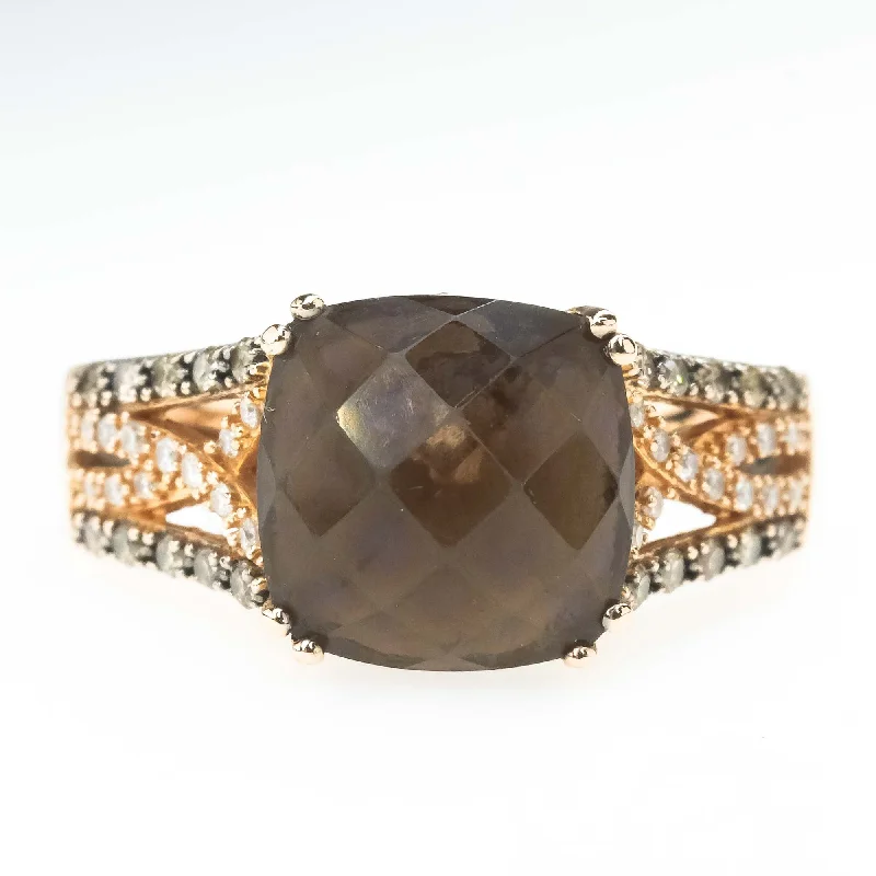 Le Vian Chocolate Smoky Quartz and Diamond Ring in 14K Rose Gold