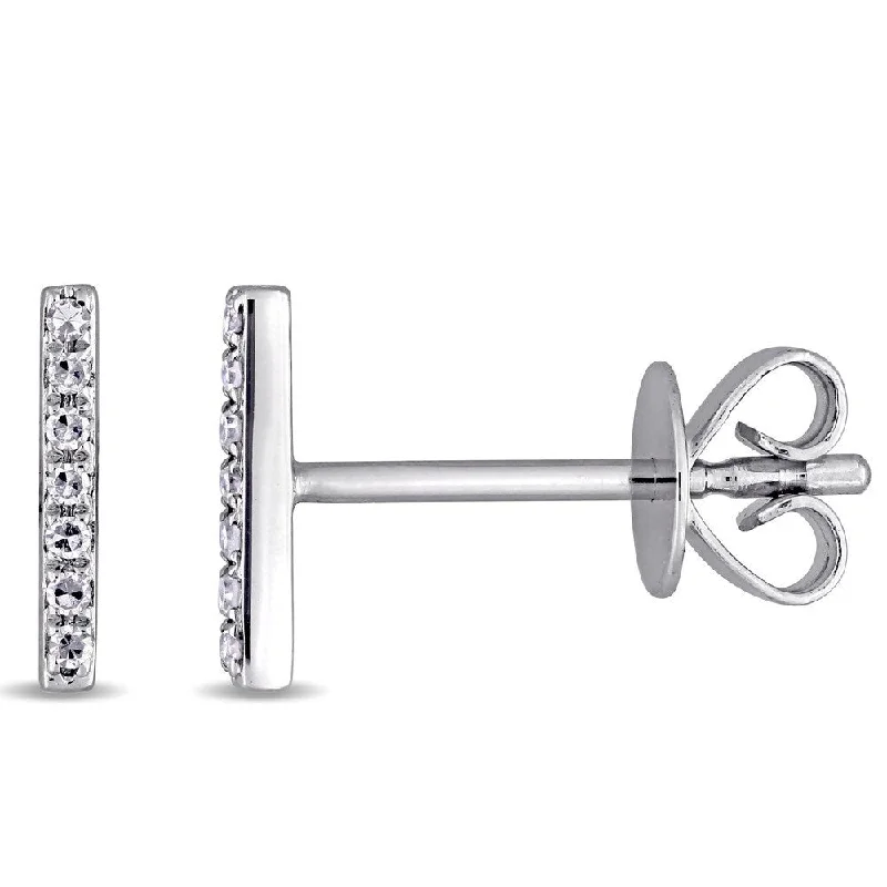 Miadora 14k White Gold Diamond Accent Vertical Bar Stud Earrings